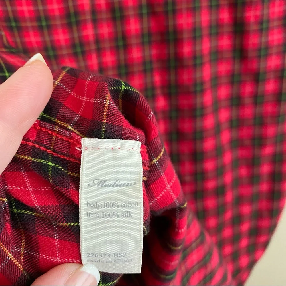Victoria’s Secret Silk Cotton Blend Tartan Plaid Sleep Lounge Shirt Size Medium‎